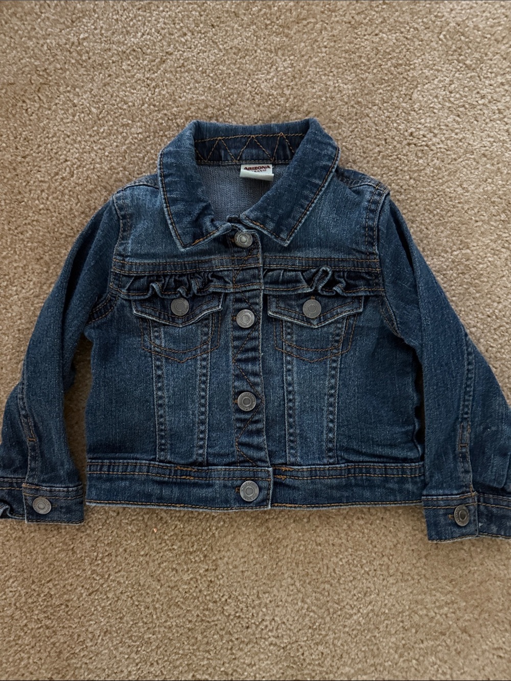 Arizona Jean Company Denim Jacket with Ruffle Chest Trim